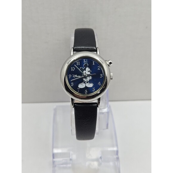 Disney by Seiko Mickey Mouse Musical Quartz Watch Navy Dial Leather New Battery - Picture 1 of 12
